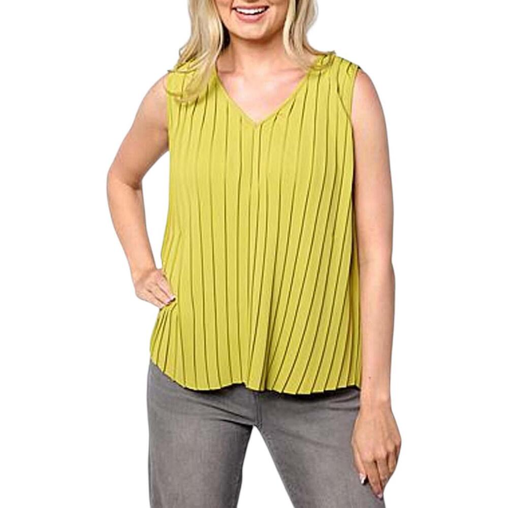 WynneCollection Women's Pleated Crepe Knit Tank Top Moss - Regular